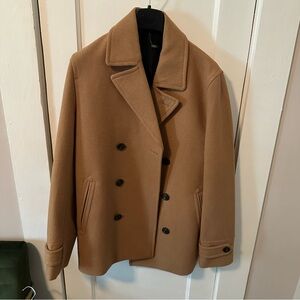 ASOS Men’s Camel-Colored Wool Blend Peacoat, Size M